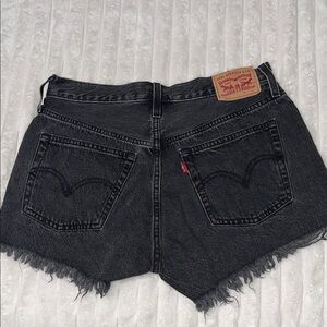 Levi's 501 Black Frayed Hem Denim Cutoff Shorts | Size 27